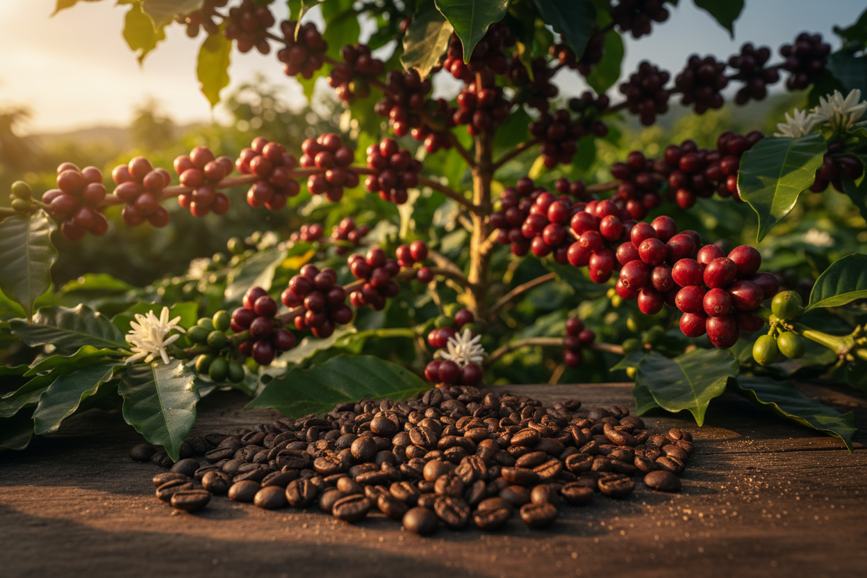 Coffee Tree with Roasted Beans
